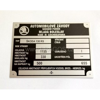 Štítek Škoda 130 RS velký