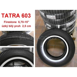 FIRESTONE bias ply tire 6.7–15, whitewall 2.5 cm