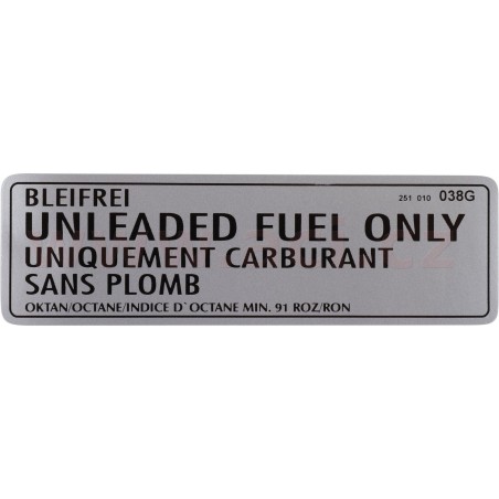 Samolepka "Unleaded fuel only"