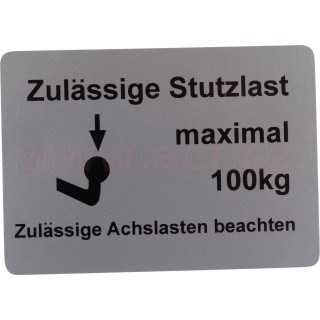 Samolepka "Zulässige Stützlast maximal 100 kg"