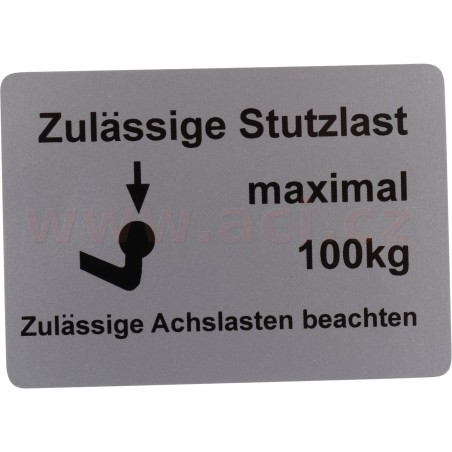 Samolepka "Zulässige Stützlast maximal 100 kg"