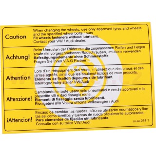 Samolepka varování výměna kol T3 r.v. od 85-