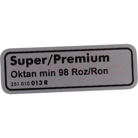 Samolepka "Super/Premium Oktan min 98 Roz/Ron"