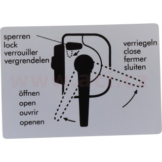 Samolepka "Open/Close/Lock" pro vnitřní stranu posuvných dveří