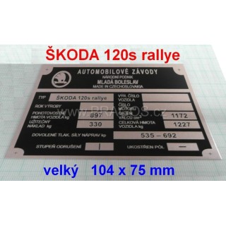 Štítek „120 S Rallye“, velký