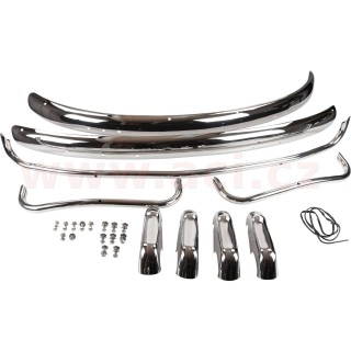 Kompletní set nárazníků, přední i zadní, nerezová ocel, včetně dílů pro montáž, US styl r.v. 54-71