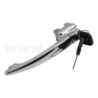 Vnější klika dveří s vložkou zámku a klíči, chrom r.v. 59-64