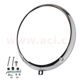 Rámeček předního světla, Hella styl, chrom. Nastavovací otvory na 5 a 7 hodinách