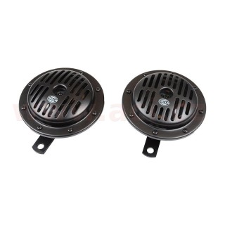 Sada klaksonů 12V 310/380 Hz, průměr 130 mm černé HELLA,, L+P
