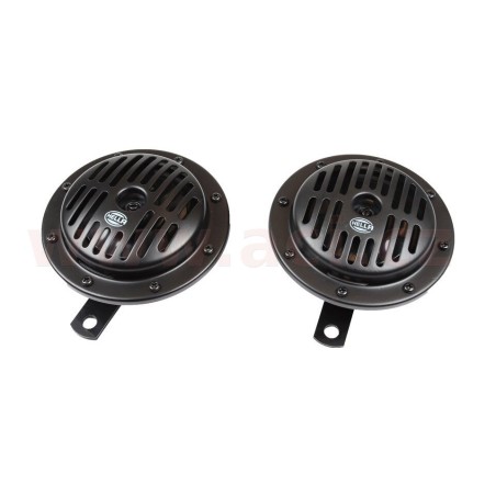 Sada klaksonů 12V 310/380 Hz, průměr 130 mm černé HELLA,, L+P