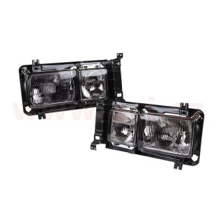 Set hranatých předních světel kouřových komplet s projektory a rámečkem, L+P