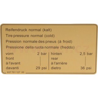 Samolepka tlak v pneu (3.0 - 3.3) r.v. 83-89