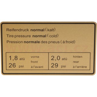 Samolepka tlak v pneu (2.0 - 2.4) r.v. do -72