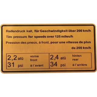 Samolepka tlak v pneu při rychlostech nad 200 km/h r.v. do -71