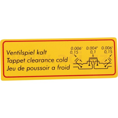 Samolepka "Tappet clearance cold"