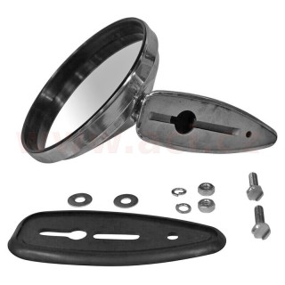 Zpětné zrcátko s rámečkem a těsněním, chromovaná ocel  L=P r.v. 67-71
