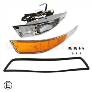 Přední blikač s objímkou a těsněním komplet, oranžový + čirý  L r.v. 68-72