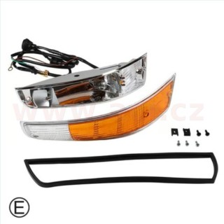 Přední blikač s objímkou a těsněním komplet, oranžový + čirý  P r.v. 68-72