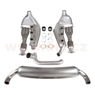 Kompletní sportovní výfukový set, dvě 70 mm koncovky, dvojitý vstup, 41/60 mm výměníky tepla,...