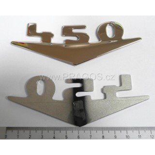 Hood emblem “V450” plastic chromed
