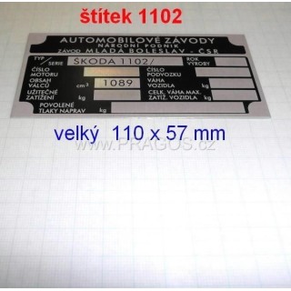 Štítek Škoda 1102, velký