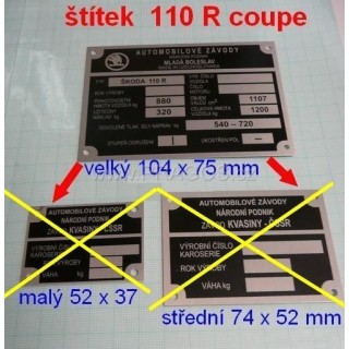 Štítek Škoda 110R, velký