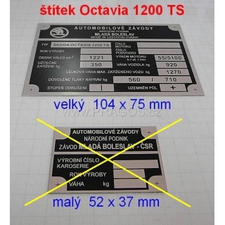 Štítek OCTAVIA 1200 TS velký