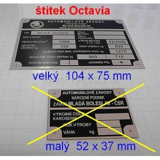 Štítek Škoda Octavia, velký