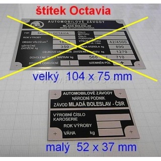 Štítek Škoda Octavia, malý