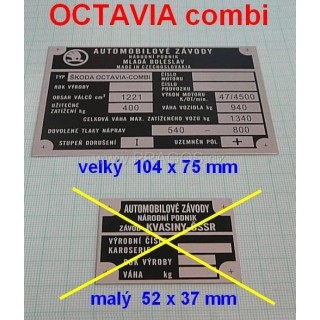 Štítek OCTAVIA combi velký