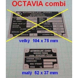 Štítek Škoda Octavia Combi, malý