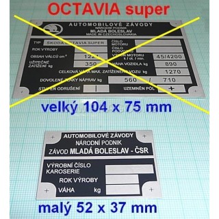 Štítek OCTAVIA super malý