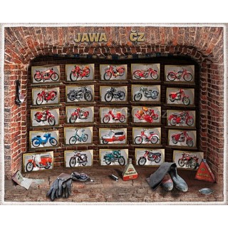 Obraz motocyklů 1918–1992, 150 × 120 cm