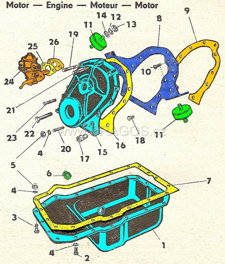 Oil Pan, Front Plate, Fuel Pump
