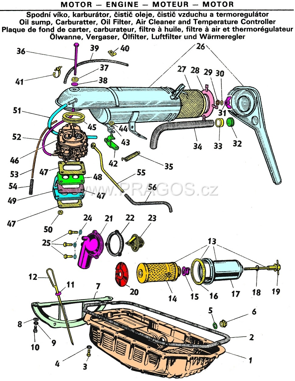 Oil Pan, Filter, Carburetor 105-120neMaxi